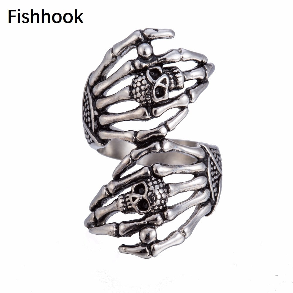 Adjustable Stainless Steel Skull Ring