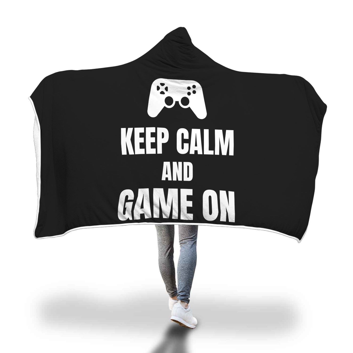 Keep Calm And Game On Video Gamer Hooded Blanket