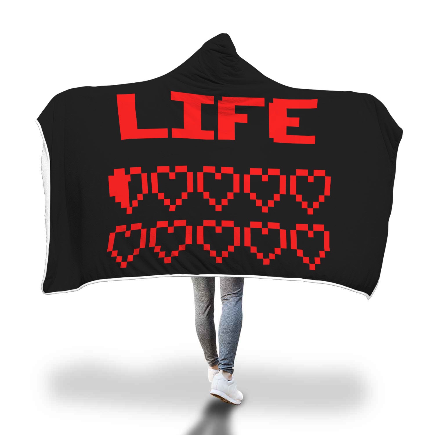 Gaming Life Bar (Game Hearts Health Bar) - Video Gaming Hooded Blanket Secondary image