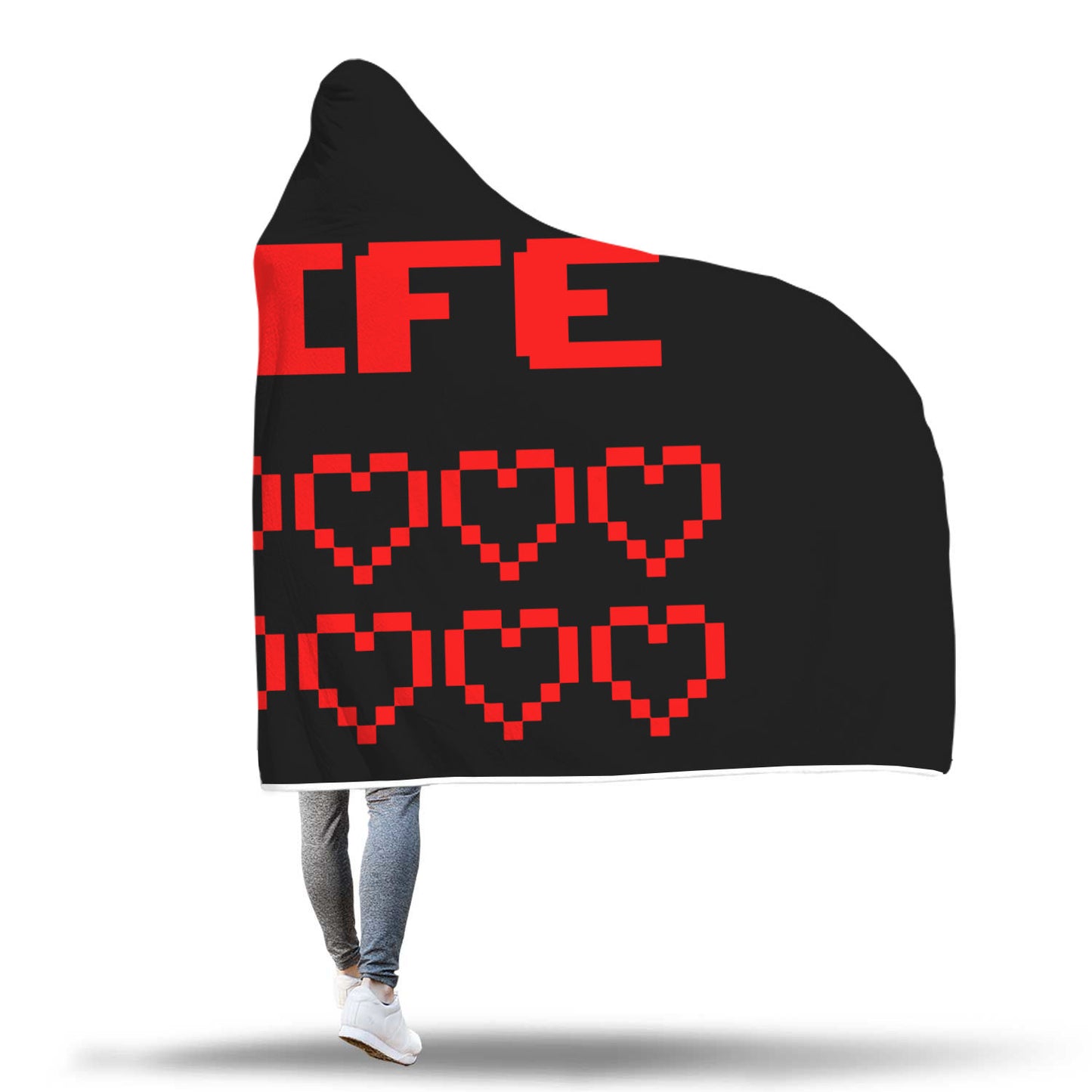 Gaming Life Bar (Game Hearts Health Bar) - Video Gaming Hooded Blanket
