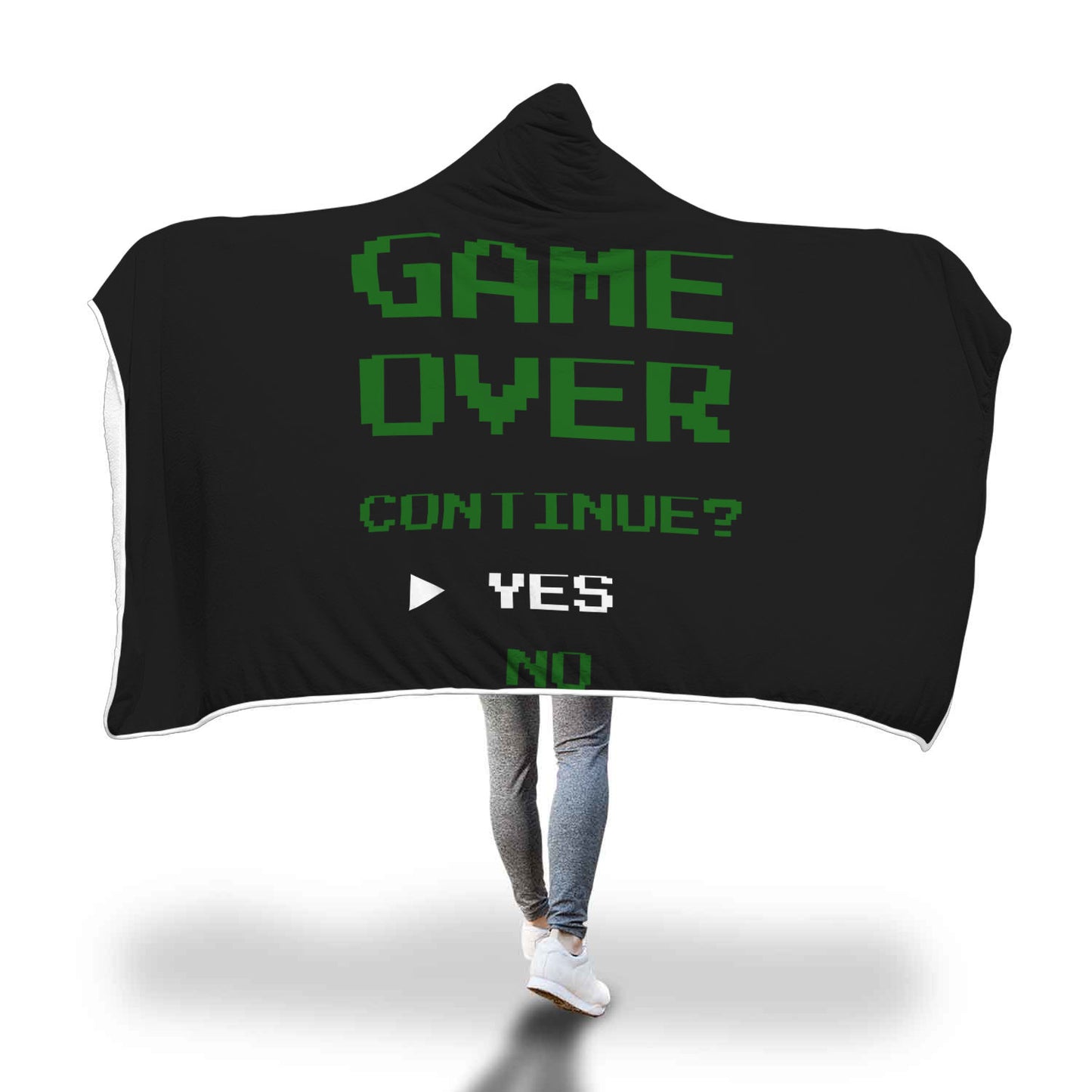 Game Over Continue Classic Retro Gaming Hooded Blanket