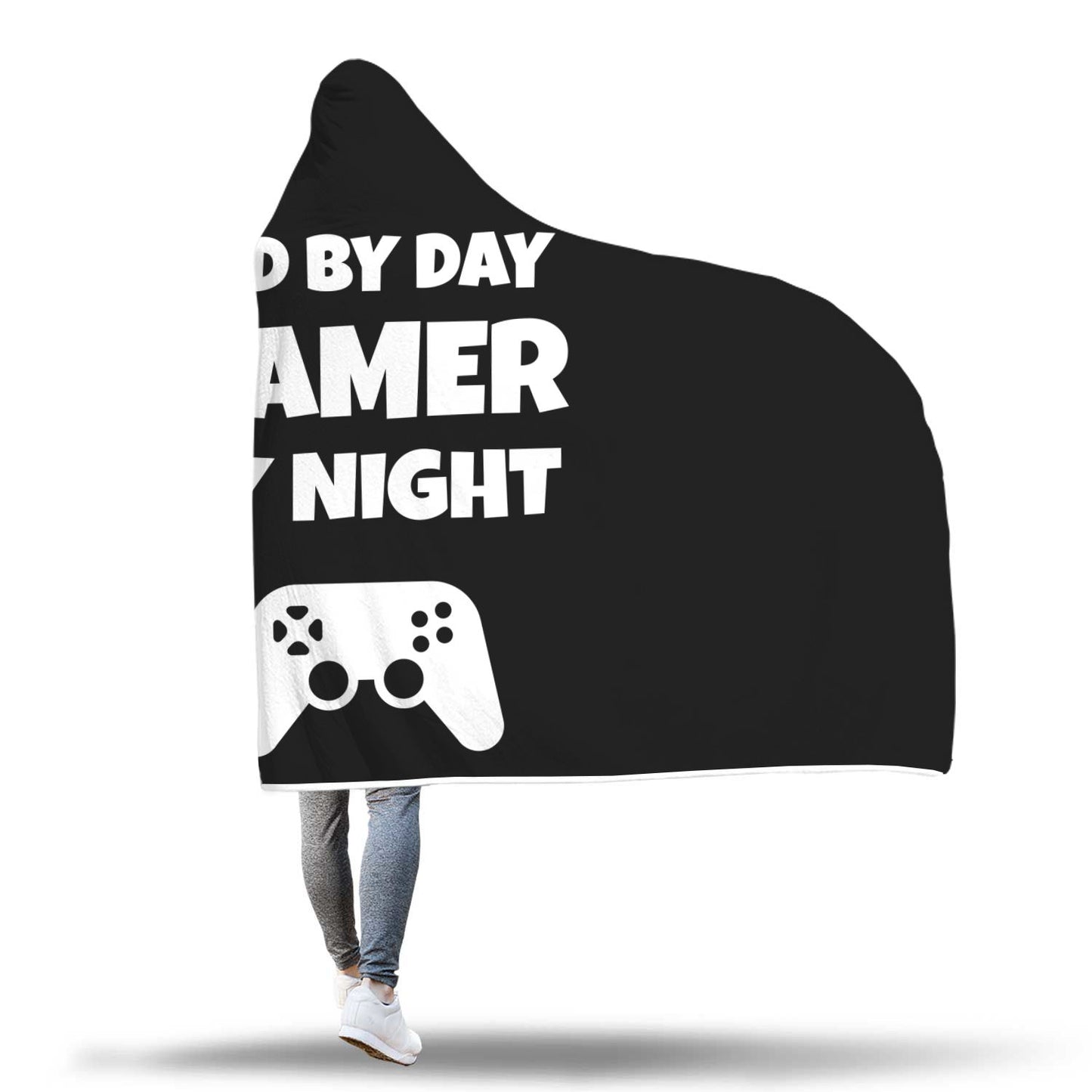 Dad By Day Gamer By Night Videogame Hooded Blanket