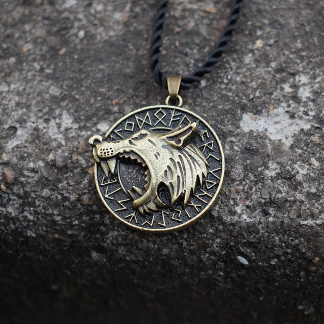 Fenrir Wolf Head Necklace | Norse Mythology Wolf Necklace