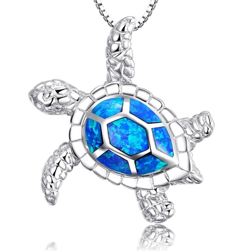 Blue Opal Sea Turtle Pendant Necklace Main image