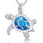 Blue Opal Sea Turtle Pendant Necklace