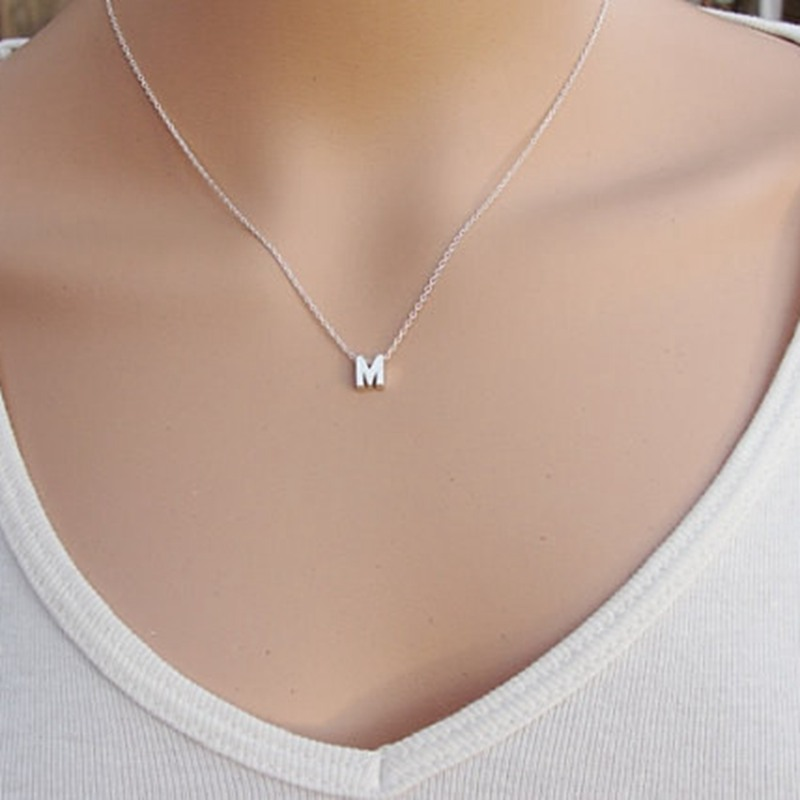 gold initial necklace, initial necklace, letter necklace, monogram necklace, initial necklace silver Main image