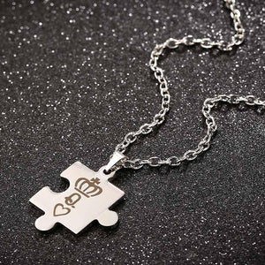 King and Queen Puzzle Necklace Set (2pcs) king and queen necklaces