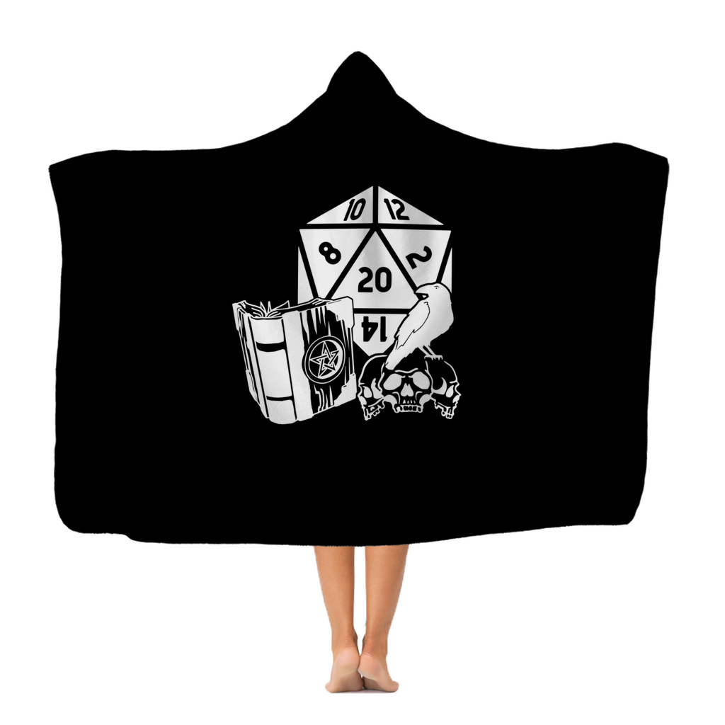 Raven Fantasy RPG Dice Hooded Blanket | Dungeon Master | Tabletop RPG | Tabletop Games | RPG Blanket | Role Playing Game Hooded Blanket Secondary image