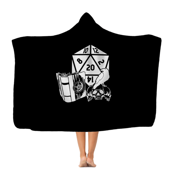 Raven Fantasy RPG Dice Hooded Blanket | Dungeon Master | Tabletop RPG | Tabletop Games | RPG Blanket | Role Playing Game Hooded Blanket