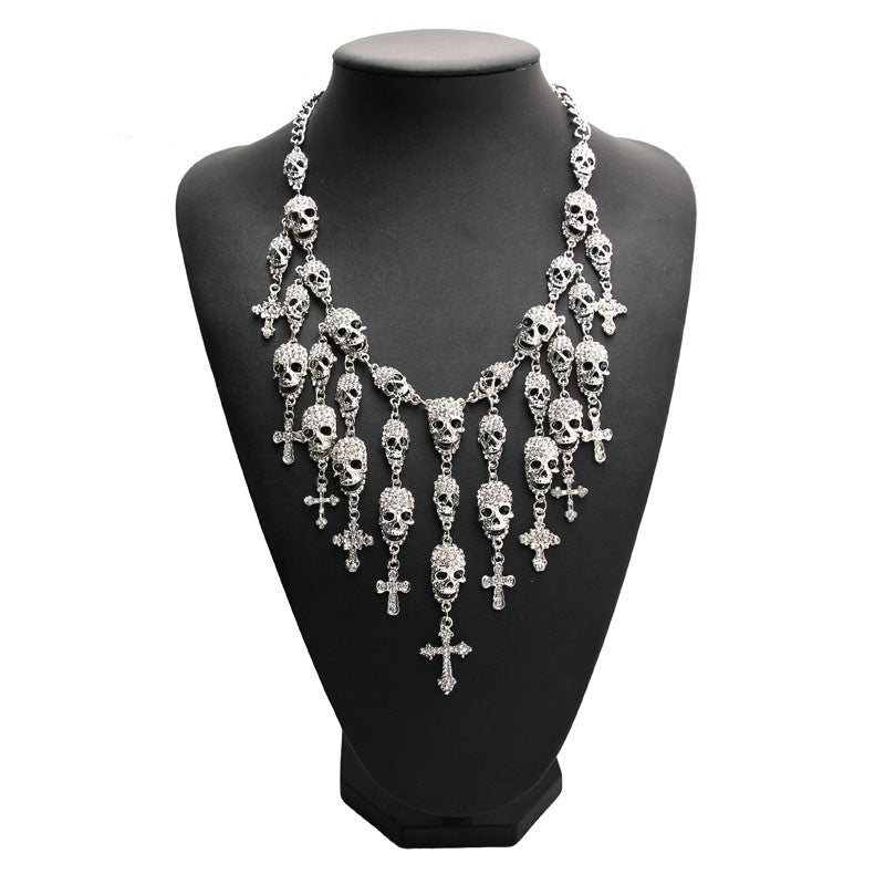 skull necklace, goth necklace, emo necklace