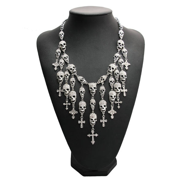 skull necklace, goth necklace, emo necklace