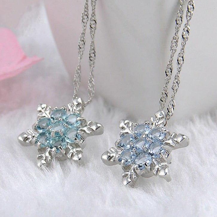 snowflake necklace, snow necklace