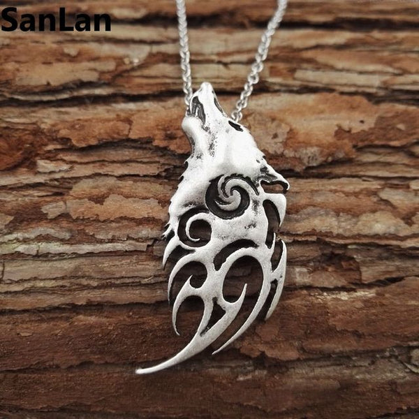 Fenrir Wolf Head Necklace | Norse Mythology Wolf Necklace