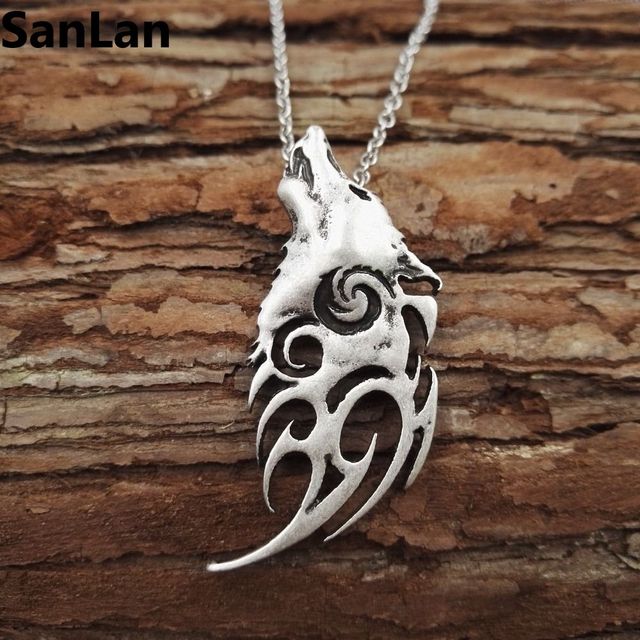 Fenrir Wolf Head Necklace | Norse Mythology Wolf Necklace