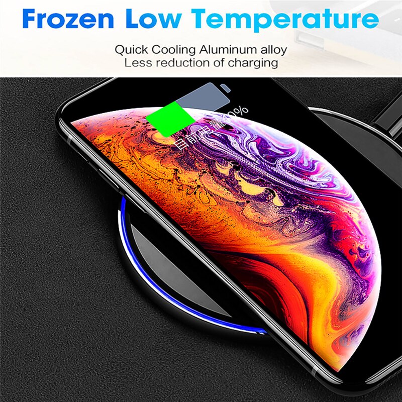 Rock Metal Wireless Charger - Fast Charging for iPhone 8 X XR XS Max Samsung S10 S9 Desktop Wireless Charger Pad