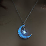 Moon Glowing Glow In The Dark Necklace moon necklace, crescent moon necklace, moon phase necklace