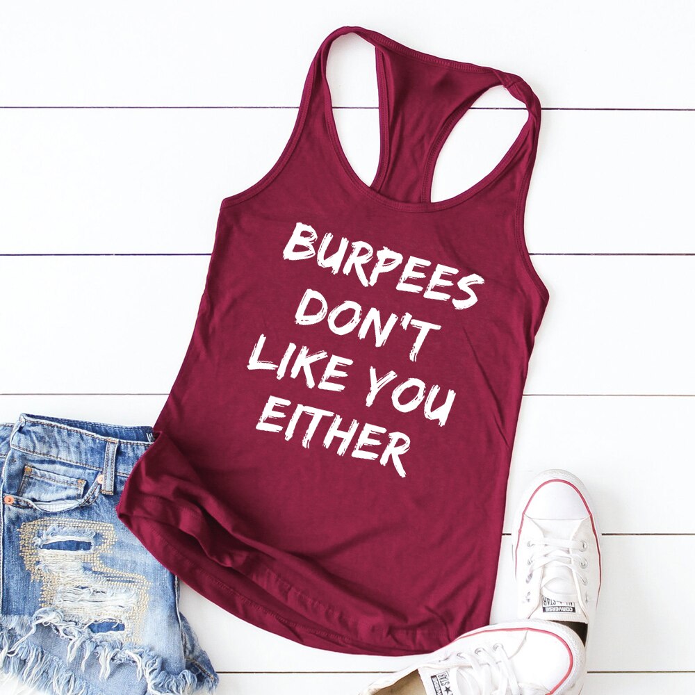 Gym Vest Burpees Don't Like You Either Tank Top | Gym Fitness Workout Tank Top