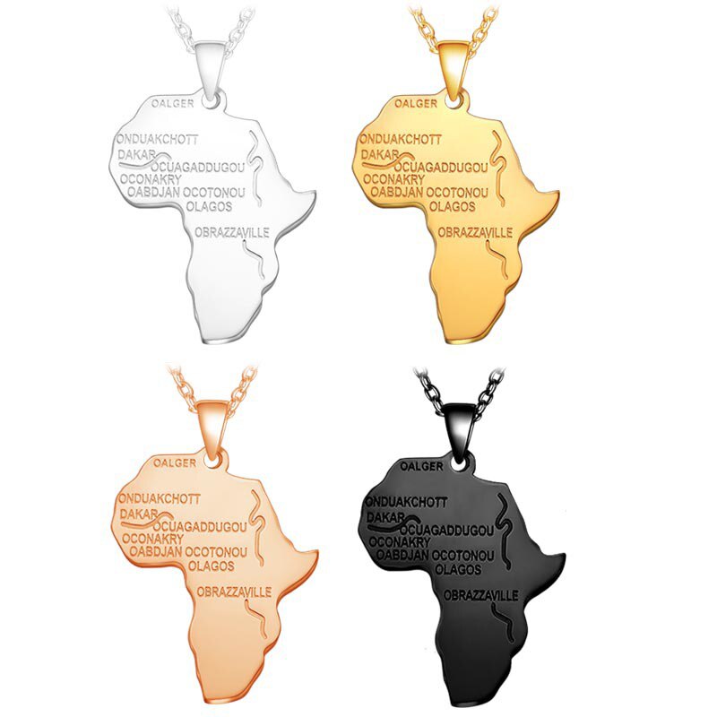 africa necklace, african necklace, africa pendant, gold africa necklace, africa pendant gold