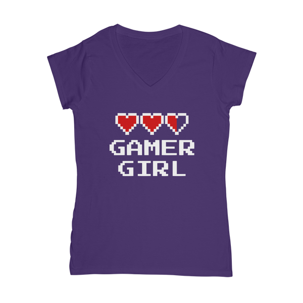 Gamer Girl Video Game ﻿Classic Women's V-Neck T-Shirt