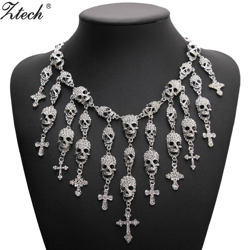 skull necklace, goth necklace, emo necklace