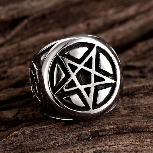 316L Stainless Steel Gothic Pentagram Ring