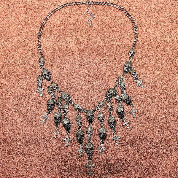 skull necklace, goth necklace, emo necklace