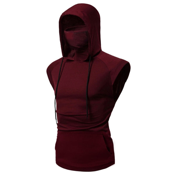 Masked Sleeveless Gym Hoodie