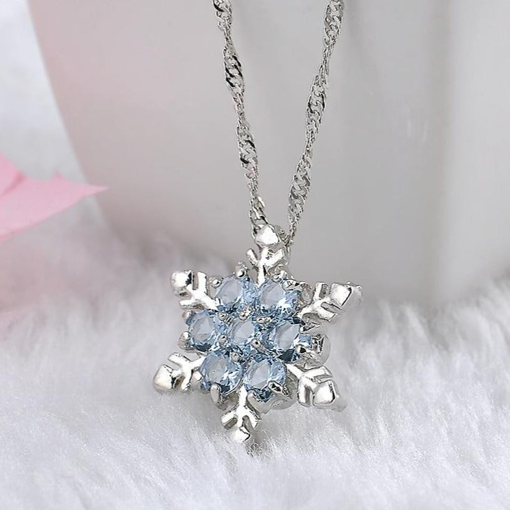 snowflake necklace, snow necklace