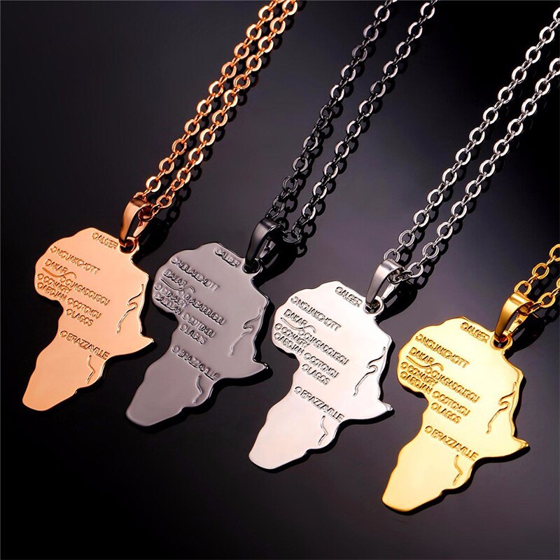 Africa Map Stainless Steel Pendant Necklace Secondary image