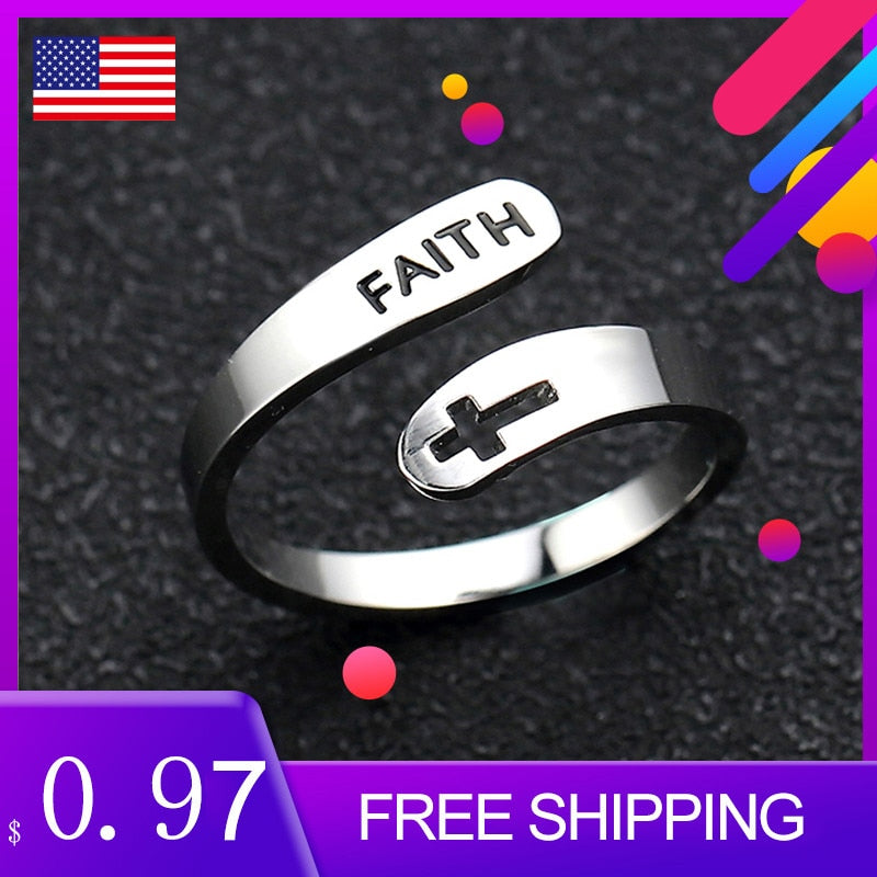 Stainless Steel Adjustable Faith Ring