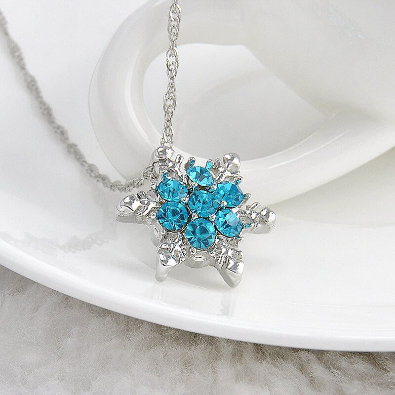 snowflake necklace, snow necklace