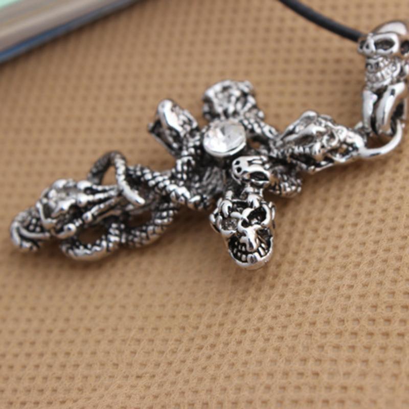 Snake Cross Skeleton Skull Pendant Necklace Secondary image