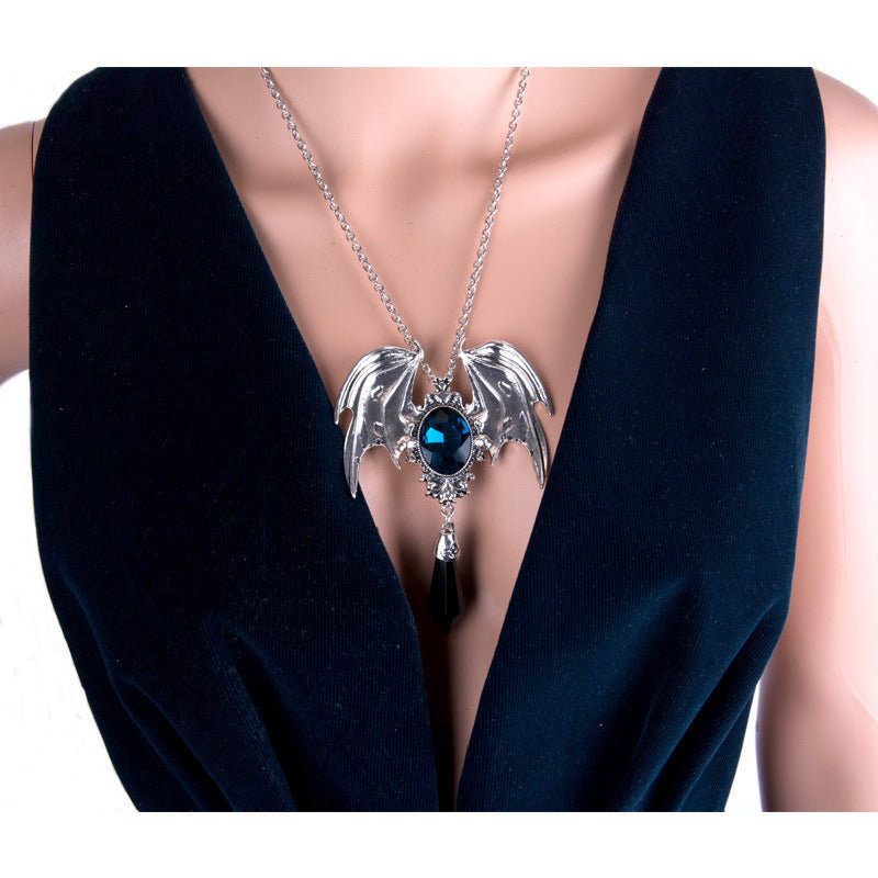 Crystal Gothic Vampire Bat Pendant Necklace Secondary image