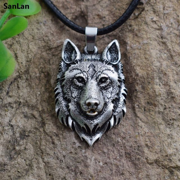 Fenrir Wolf Head Necklace | Norse Mythology Wolf Necklace