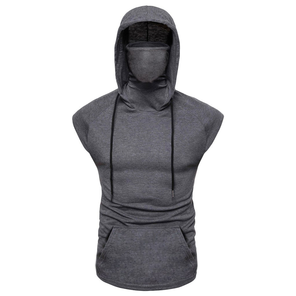 Masked Sleeveless Gym Hoodie