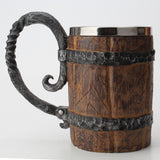 Wooden Barrel Stainless Steel Resin 3D Fantasy Beer Mug | Table Top Goblet Tankard Coffee Cup | RPG Mugs 600ml/21oz barrel mug, barrel cups, viking barrel mug, barrel coffee mug, wooden barrel mug,  barrel beer mug, 