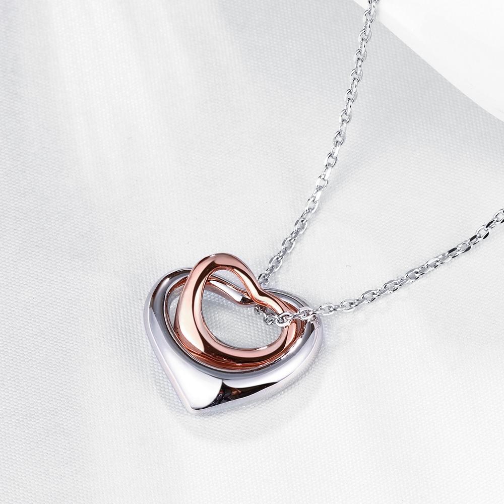 Duo Hearts Necklace in 14K White Gold Secondary image