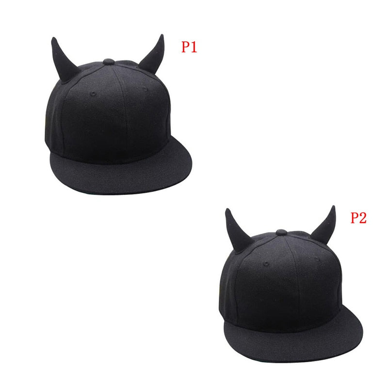 Devil Horns Snapback Cap With Adjustable Strap | Quality Embroidered | Trucker Hat | Dad hat | Horror | Gothic