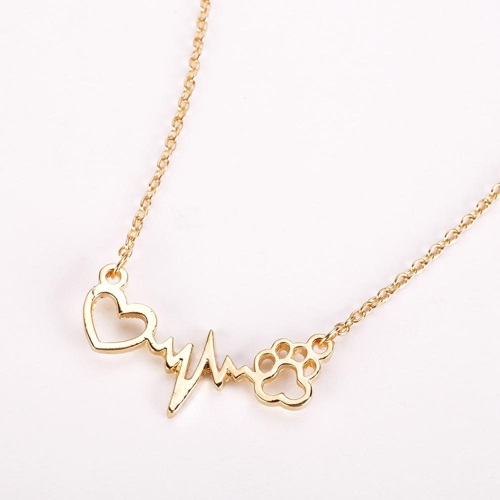 dog necklace, dog chain necklace, dog paw necklace Main image
