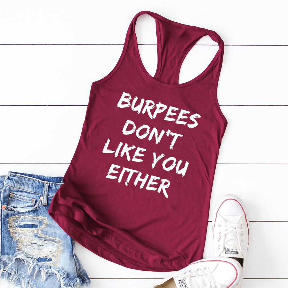 Gym Vest Burpees Don't Like You Either Tank Top | Gym Fitness Workout Tank Top Secondary image
