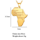 Africa Map Stainless Steel Pendant Necklace africa necklace, african necklace, africa pendant, gold africa necklace, africa pendant gold