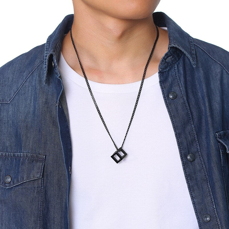 Men's Stainless Steel Necklace Cube Necklace Geometry Puzzle Necklace