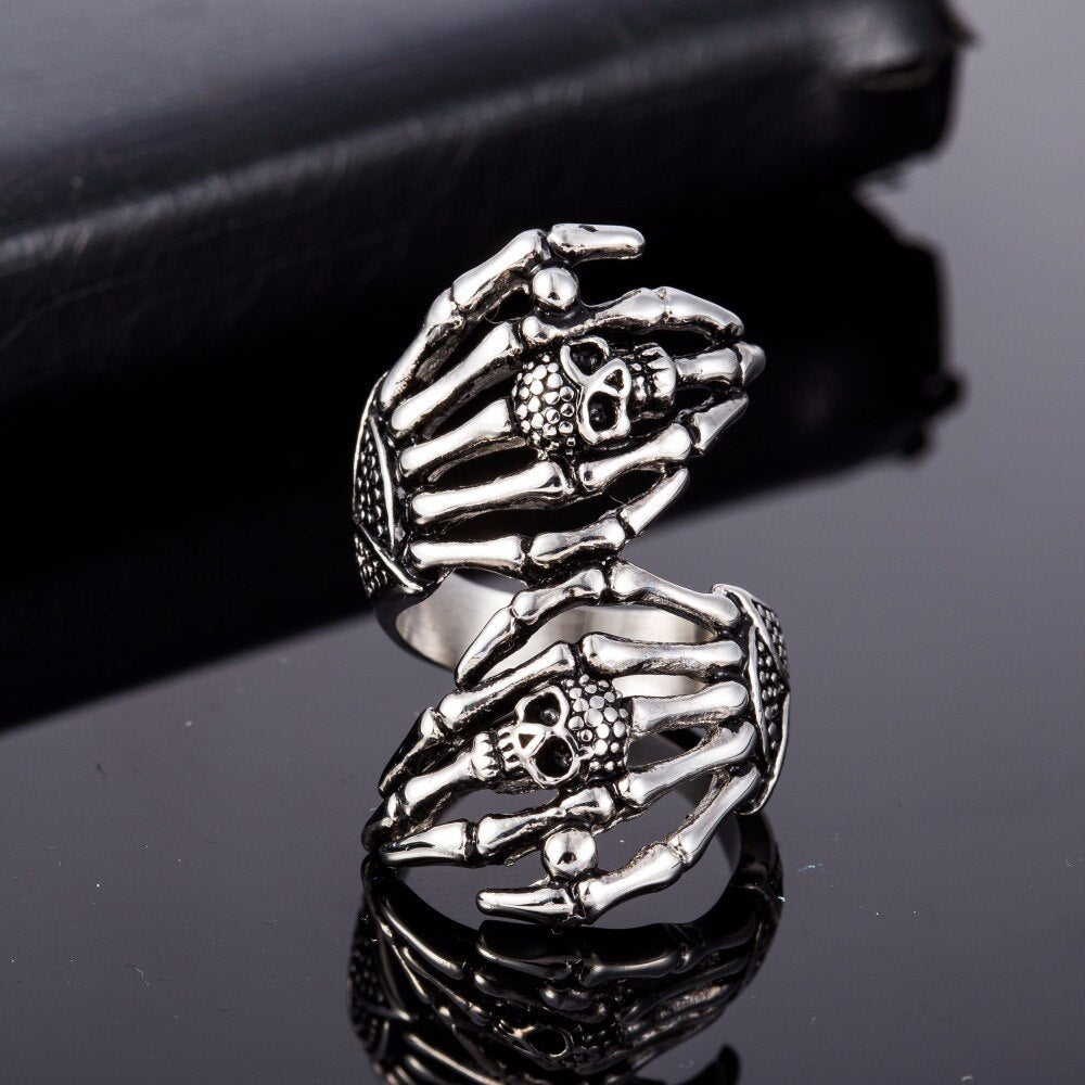 Adjustable Stainless Steel Skull Ring