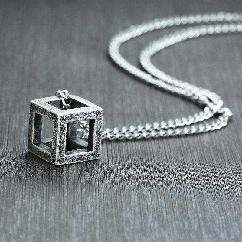 Men's Stainless Steel Necklace Cube Necklace Geometry Puzzle Necklace