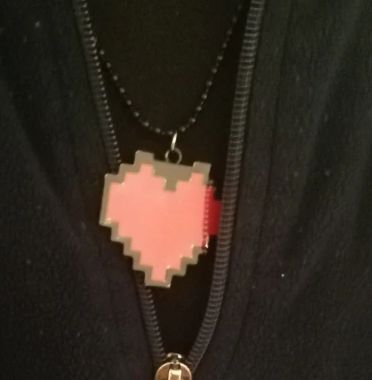 Pixel Heart Retro Video Game Necklace