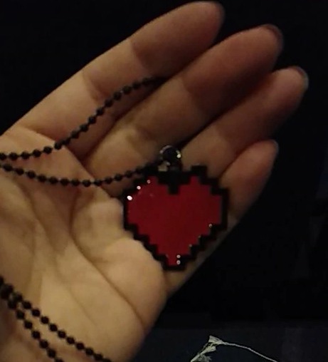 Pixel Heart Retro Video Game Necklace