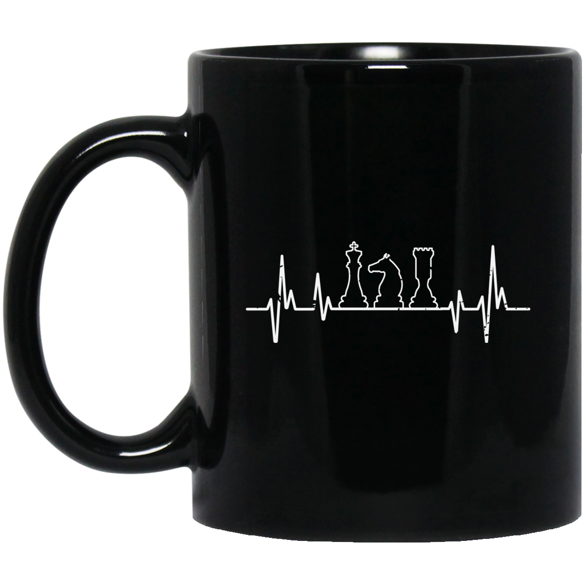 Chess Pieces Heartbeat Mug / Chess Gift Mug / Chess Lover 11 oz. Black Mug