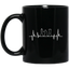 Chess Pieces Heartbeat Mug / Chess Gift Mug / Chess Lover 11 oz. Black Mug