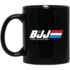 BJJ A Real Jiu Jitsu Hero BJJ 11 oz. Black Mug Brazilian Jiu-Jitsu BJJ Brazilian Jiu Jitsu Coffee Mug