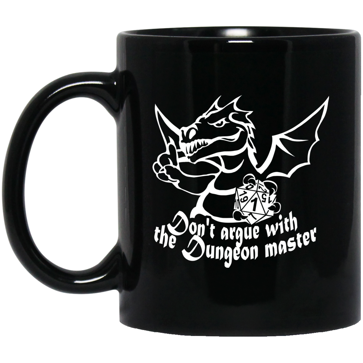 Dungeon Master Dragon Fantasy RPG Dice Mug | Dungeon Master Mug | Tabletop RPG | Tabletop Games | RPG Mug | Role Playing Game Mug 11 oz. Black Mug Secondary image